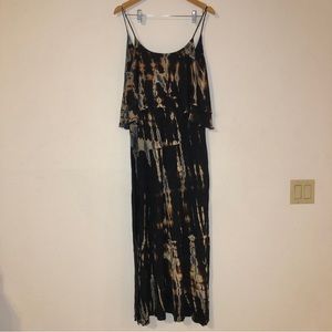 Tie Dye Comfy Spaghetti Strap Tiered Ruffle Maxi Sun Dress Size Medium
